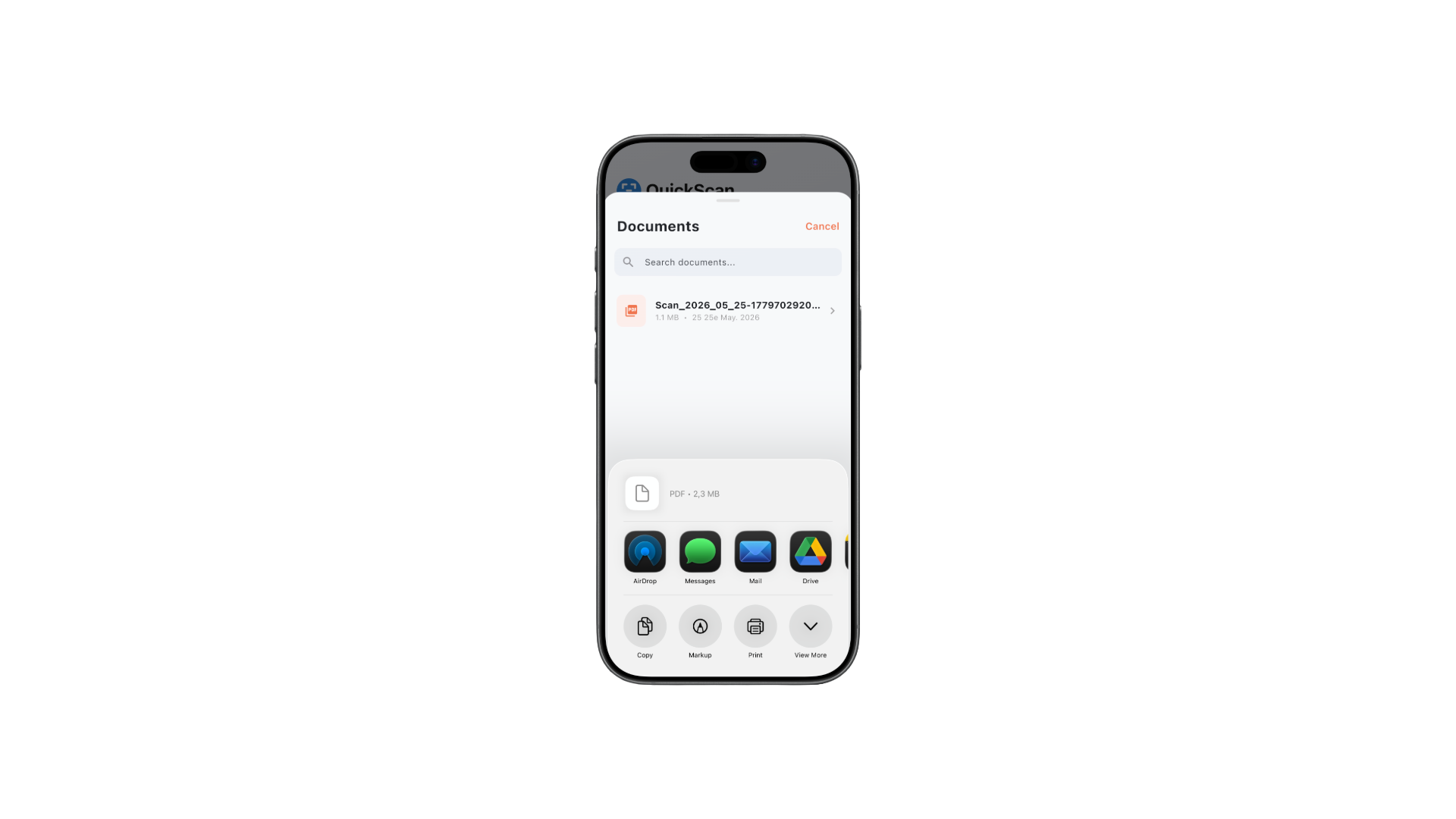 One-click sharing interface